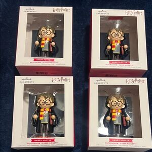 Hallmark Harry Potter Nutcracker set of four Ornaments with Red and Yellow